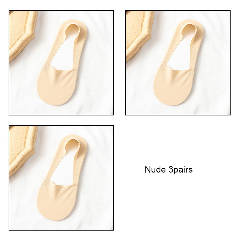 VKMONY – chaussettes invisibles en silicone ultra-fines pour femmes, 3 paires, été: Nude3