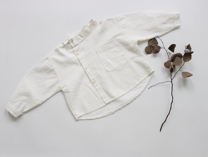 Lente Peuter Meisjes Jongens Blouse Caual Linnen Clothings Baby Boy Shirt: WHITE / Tag 140