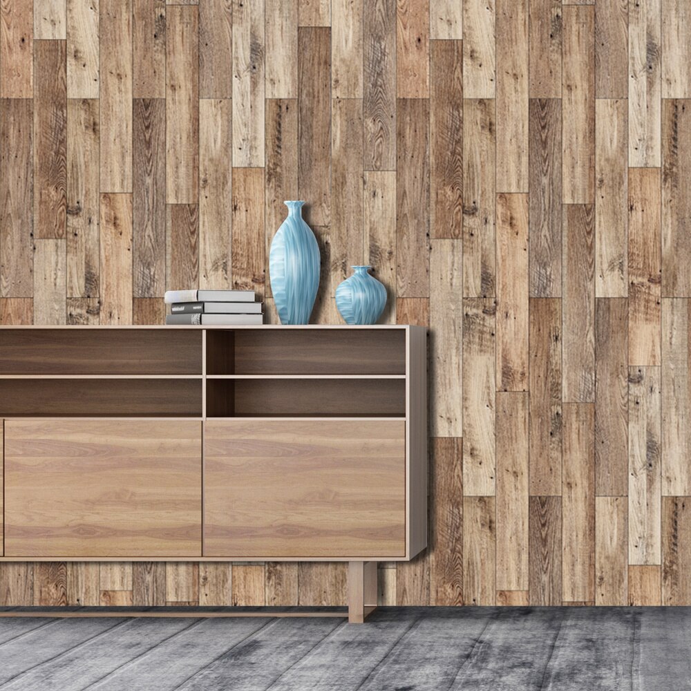 45*300cm Realistic Wood Planks Faux Wooden Effect Wall Sticker Self-adhesive Wallpaper Panel Stripe Beam Arabian Decor