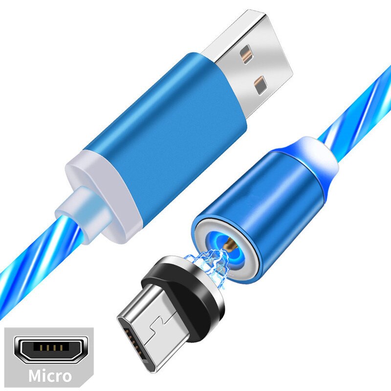 Magnetic luminous Micro usb Charge Cable For Samsung j3 Huawei Y7 Xiaomi Redmi 7 Meizu Asus Oppo 2 usb Fast Car Charger Honor 7A