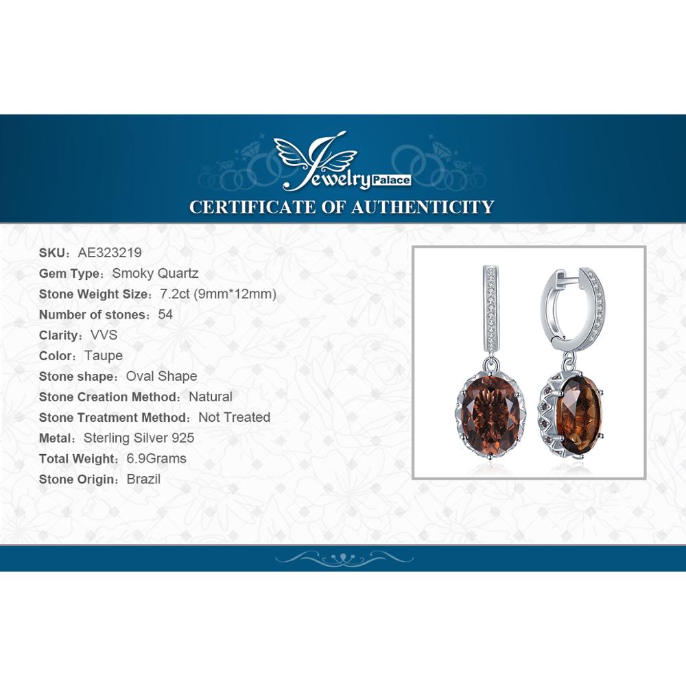 JewelryPalace 7ct genuino ahumado pendientes de gota de cuarzo 925 pendientes de la plata esterlina de las mujeres coreanas pendientes joyería de