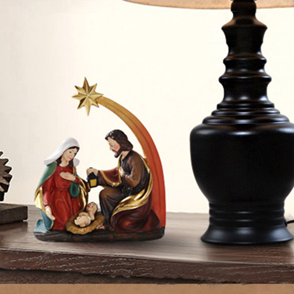 Handgeschilderde Verzamelaars Pasen Desktop Hars Ornamenten Home Decor Kerststal Familie Heilige Standbeelden Europese Stijl Mini Beeldje