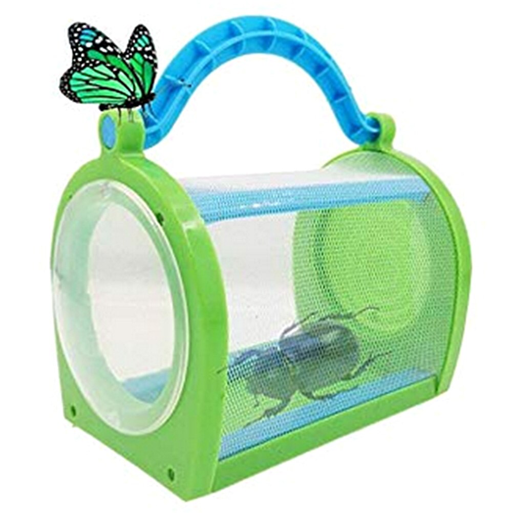 Kinderen Draagbare Plastic Insect Kooi Reptielen Living Doos Voeden Observatie Experiment Container: Green