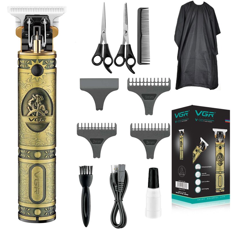 VGR Haar Haarschneidemaschine Professionelle Wiederaufladbare Körperpflege Jahrgang Gravur Schere T9 Trimmer USB Reduktion Barbier Haarschneidemaschine V085: Bausatz