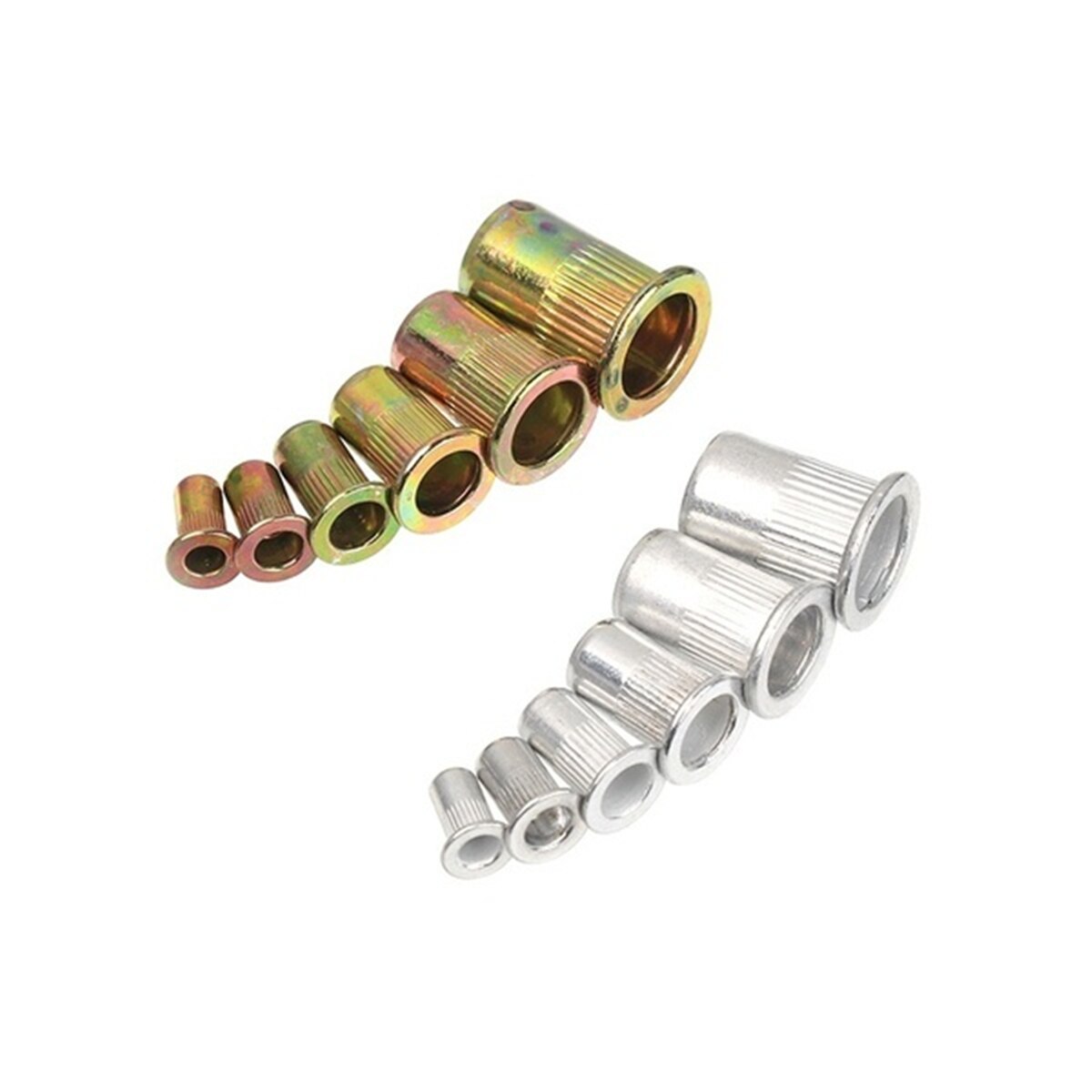 300 stücke Verzinkt Rivetnuts Blind Set Nutserts Gewinde Insert Nutsert Kappe Flache Kopf Niet Muttern Carbon Stahl M3 M4 m5 M6 M8 M10