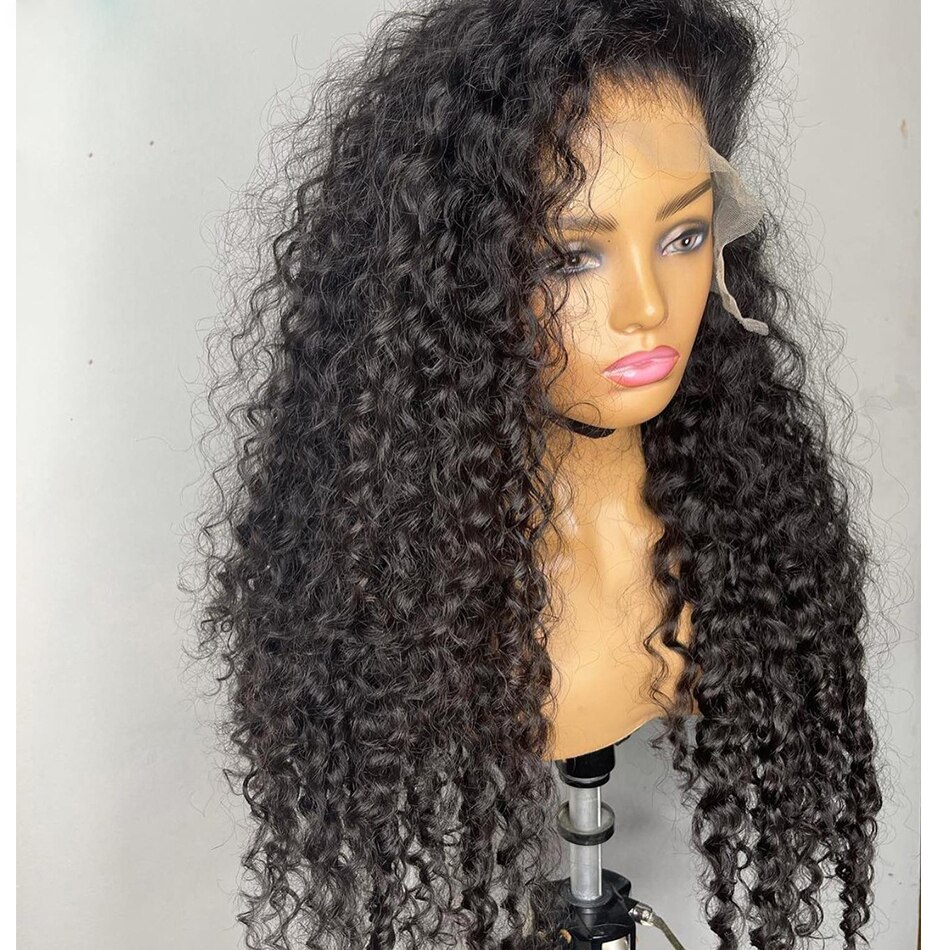 Soft 24Inch Long Kinky Curly Synthetic Lace Front Wig For Woman Babyhair Glueless Preplucked Heat Resistant Natural Hairline Wig