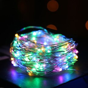 Led-snöreljus silvertråd älva varm vit krans hem jul bröllopsfest dekoration drivs av batteri 8 lägen 10m: Färg / 2 m 20 ledde
