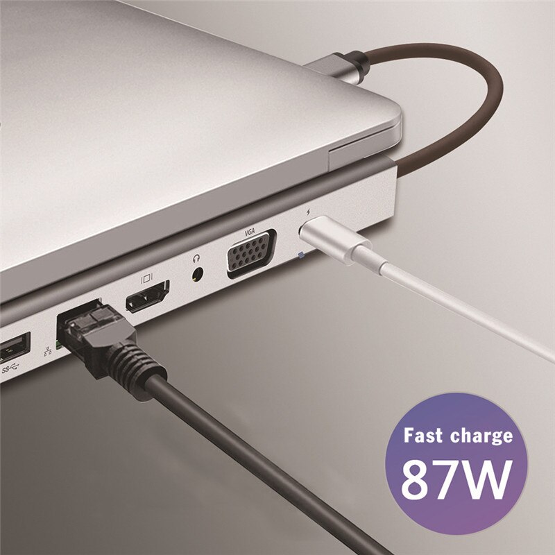 USB C Hub Type-C To 5Gbps USB 3.0*3 SD/TF Card HDMI-compatible RJ45 VGA PD Charging Adapter For MacBook Support 87W Fast Charge