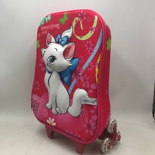 3PCS/set cartoon students trolley case Lovely kids Climb stairs Luggage Travel 3D EVA stereo suitcase child pencil box: Beige