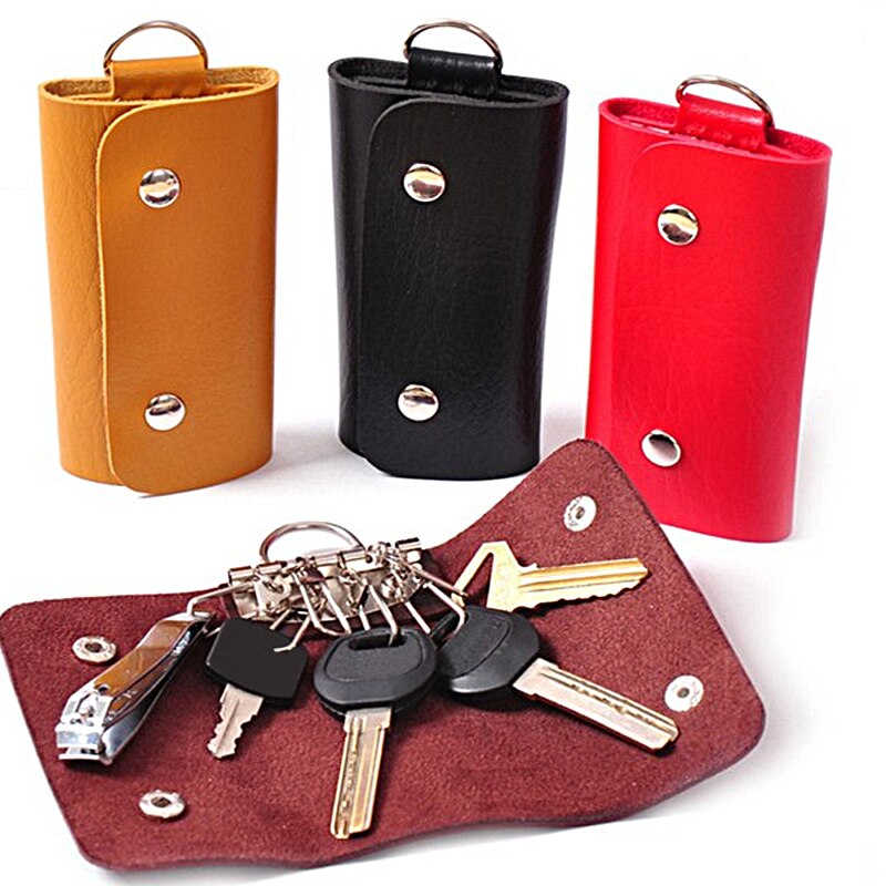 Mannen Vrouwen Solid PU Sleutel Portefeuilles Bedekt Knoppen Unisex Mode Keys Organizer Houders Opbergzakken Creatieve 5 Kleuren