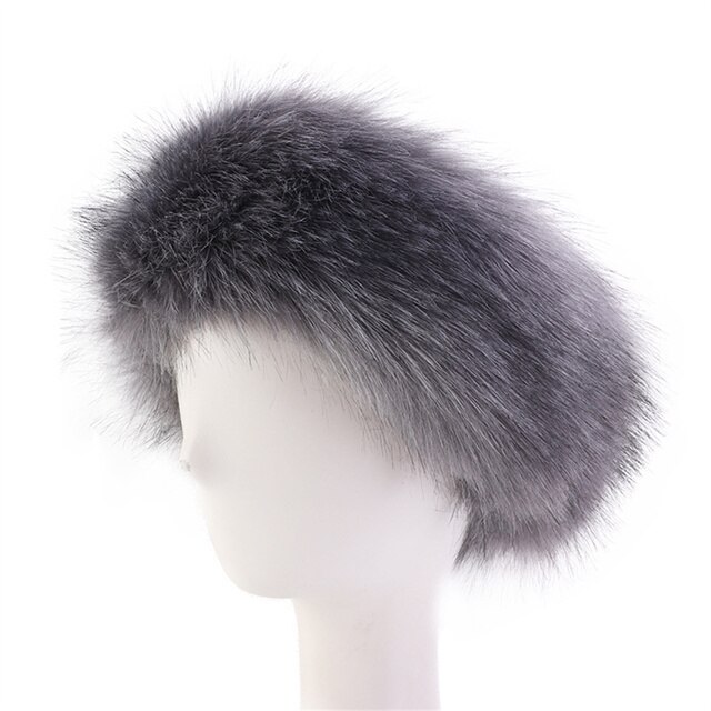 Women Ski Headband Hat Fluffy Winter Warm Ear Flap Faux Fur Cap Fluffy Warm Flap Cap Ear Headband Russian Style