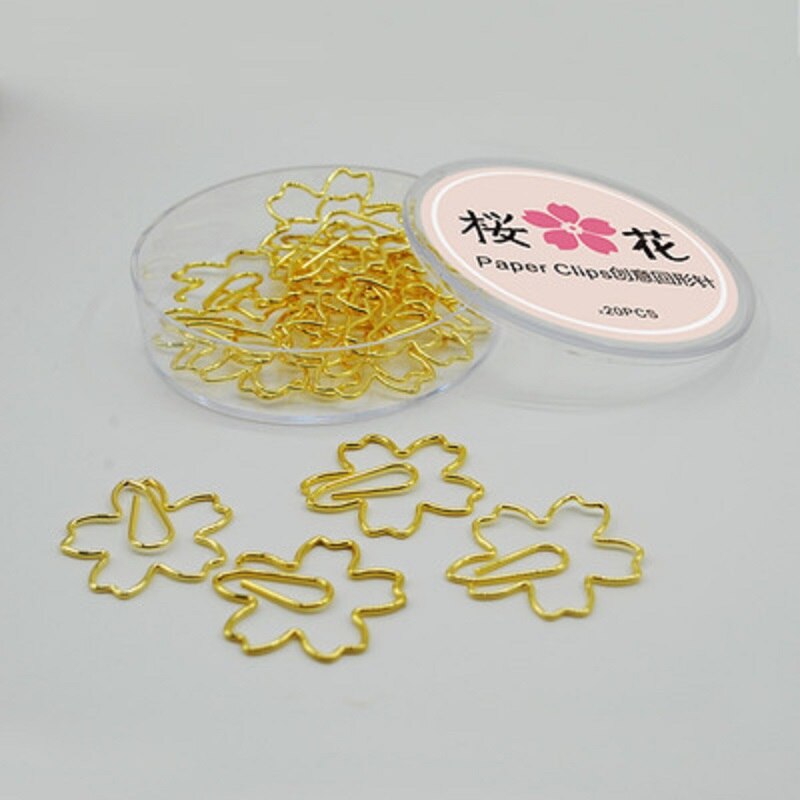 pink clip metal paper clip bookmark office stationery sakura paper clips