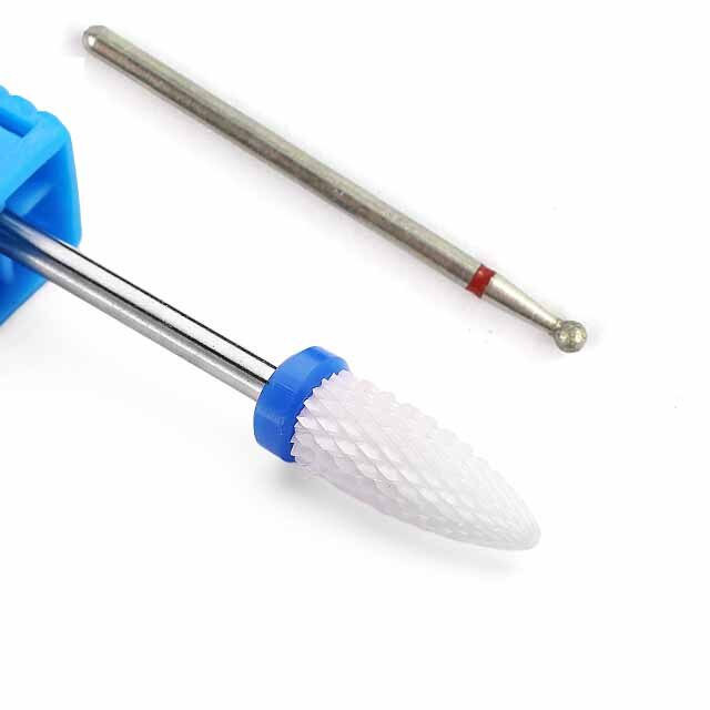Broca de clavo de cerámica para manicura, fresa de diamante, limas rotativas eléctricas, brocas para pedicura, rebaba, herramientas para quitar cutículas, 2 uds.: Verde militar