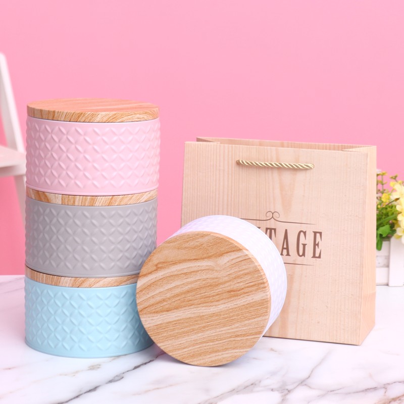 Stor high-end europeisk trä ådring plåt kaka box tråd sömmar broderi sömnadssatser hemorganiserar med papper