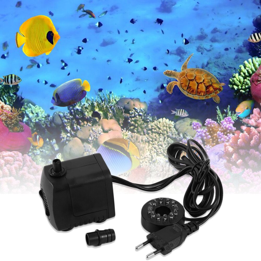 15W AC 220-240V 12 LED Submersible Water Pump For Aquarium Fountain Fish Tank Pond Decoration Led Light Water Pump EU/AU Plug