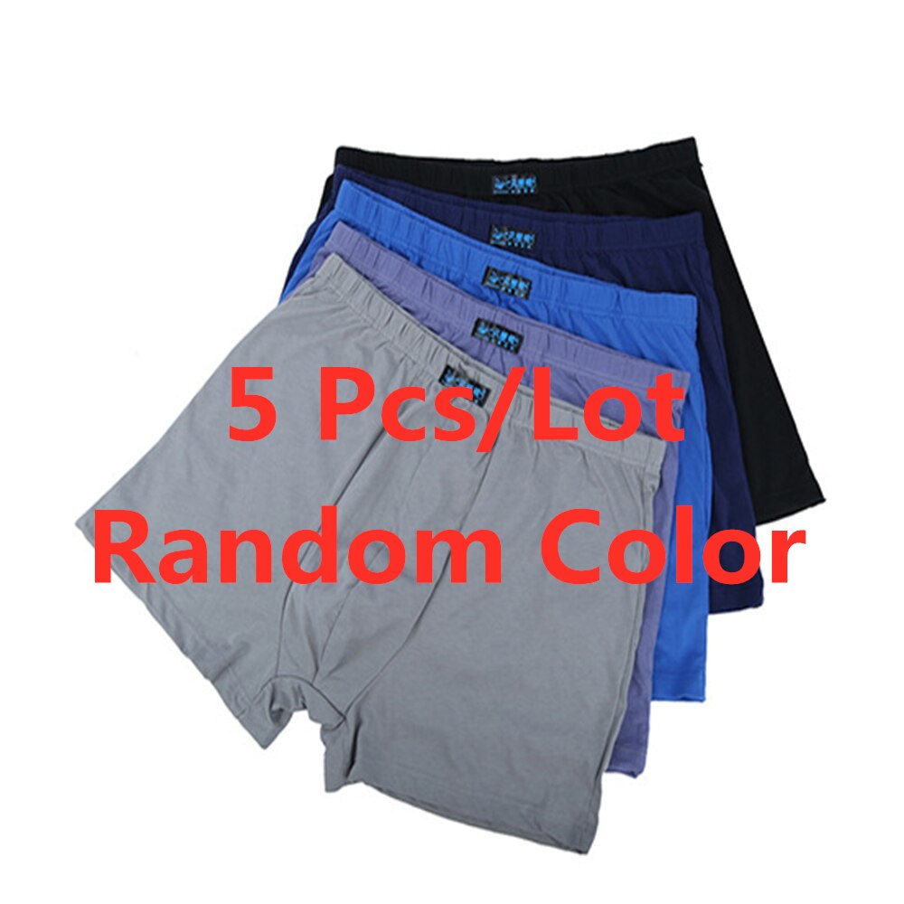 Men Boxers Pantie Underpant Loose Under Wear Large Short Cotton Plus 8XL Big Size Underwear Boxer Male 5Pcs/Lot Random Color: 8XL