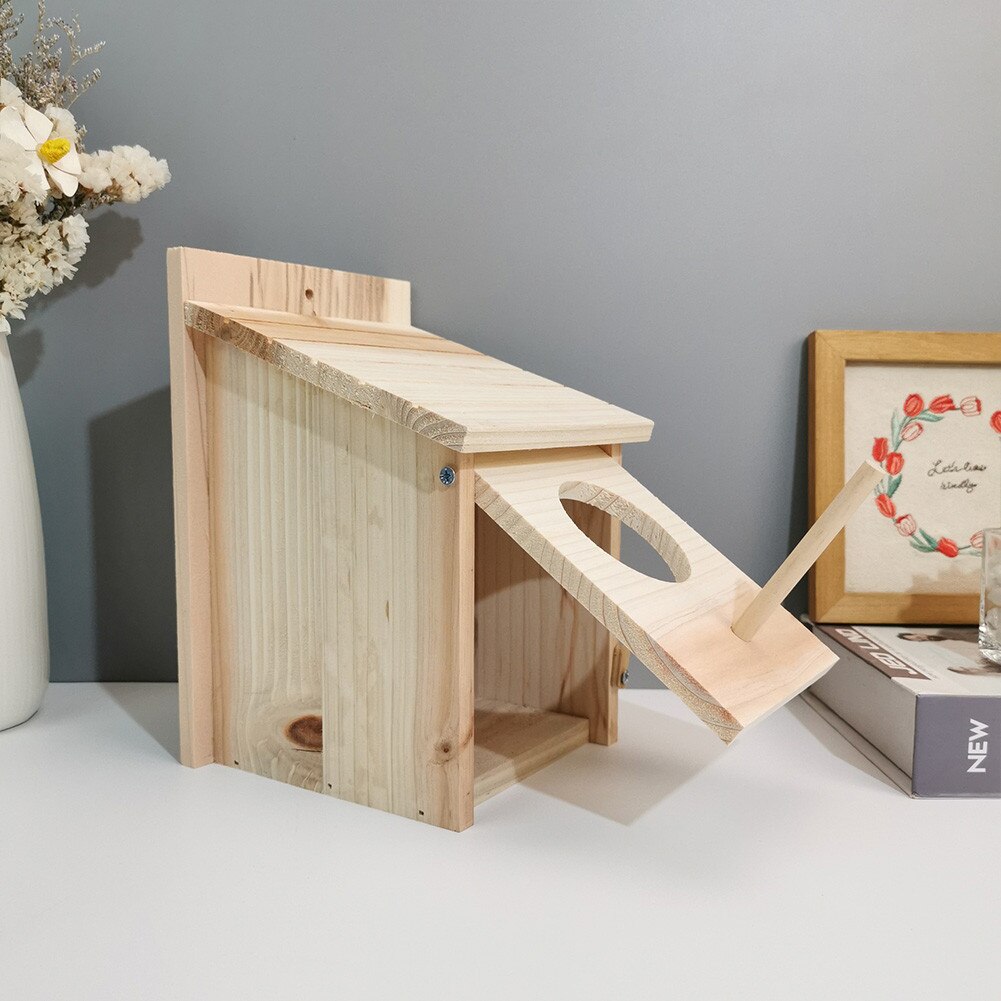 House Bird House Bird House Bird Box Outdoor Birdhouse Wooden Box Round Door Unique Birdhouse Wooden Bird House