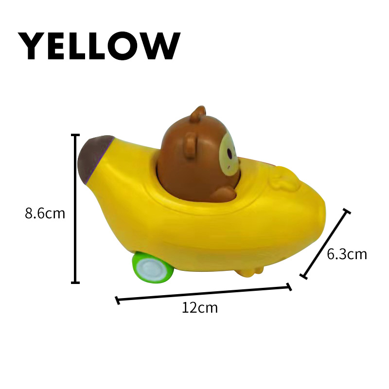 Cute Pet Animal Mini Car Toys For Baby Press Carrot Banana Cars With Music Pull Back Vehicles Press Cars For 1-6 Years Old: Banana-Yellow