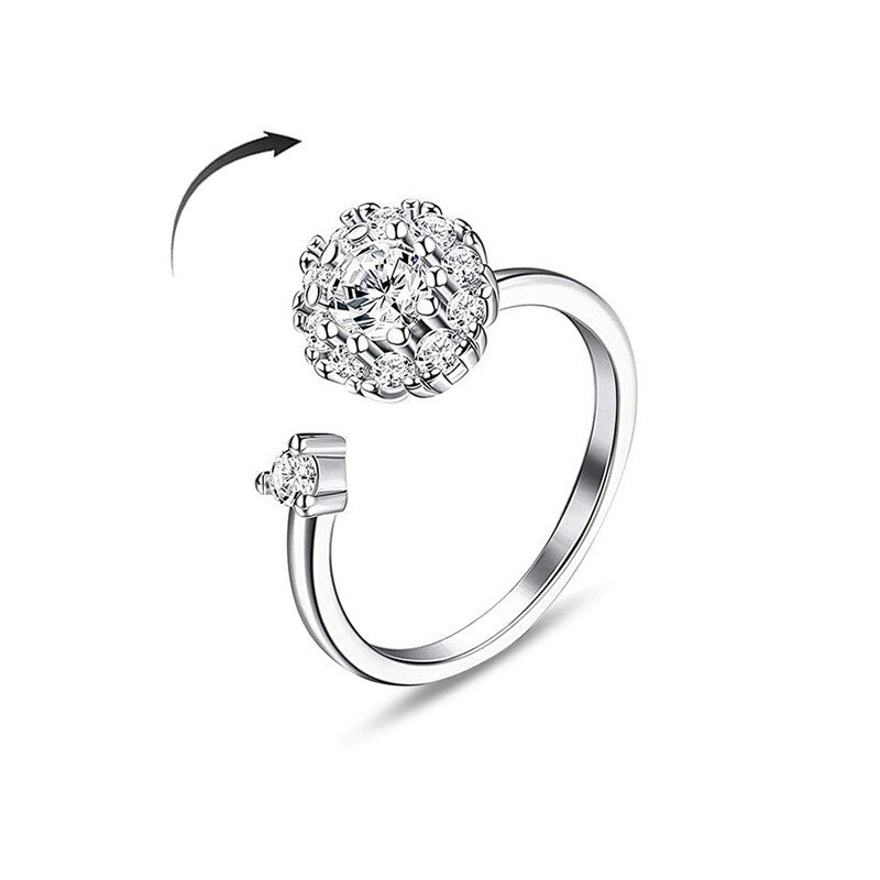 Bague ajustable en Zircon pour femme et adolescent, bijou pour l&#39;anxiété, tournesol, marguerite, de saint-valentin,: round