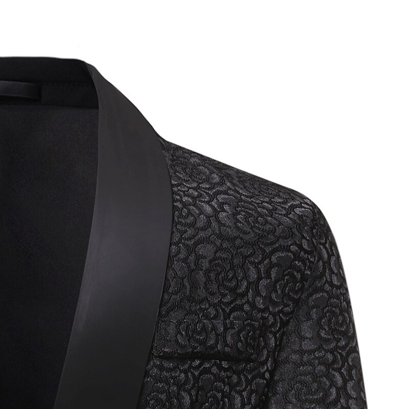 Shenrun – veste Jacquard noire et blanche pour homme, style Business décontracté, châle, veste de smoking à revers, costume de chanteur et hôte de scène