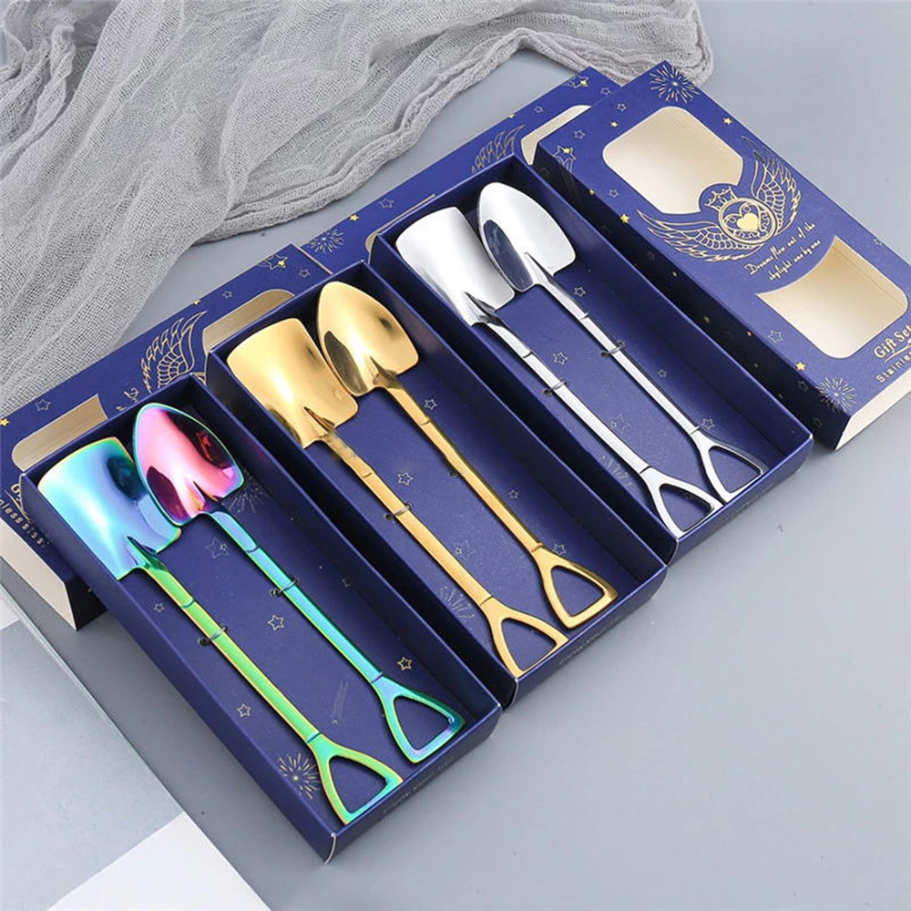 Coffee Spoon Ice Cream Spoon Tableware Stainless Steel Decoration Kitchen Bar Supplies Retro Shovel Tea Spoon