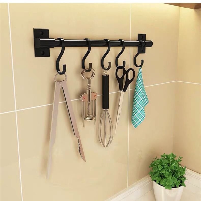 Stainless steel kitchen hook nail-free kitchen hook row hook wall hanging knife rack cutting board soup spoon storage rack