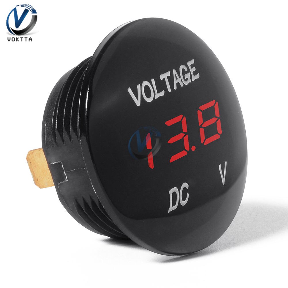 Dc 5v-48v 3 bits digitalt voltmeter rundt vandtæt ledet panel mini digital volt spændingsmåler tester skærm display voltmeter