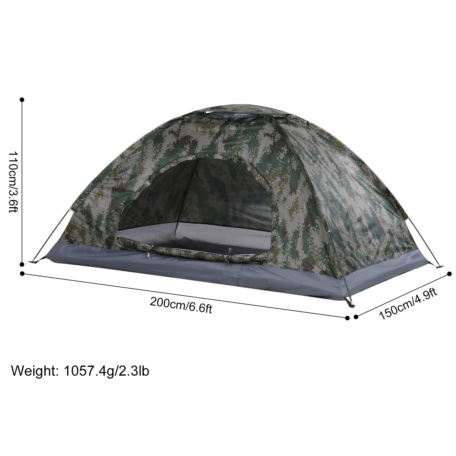 Ultralight Camping Tent 2 Person Single Layer Portable Tent Anti-UV Coating UPF 30+ for Outdoor Beach Fishing Tent: 2 Person