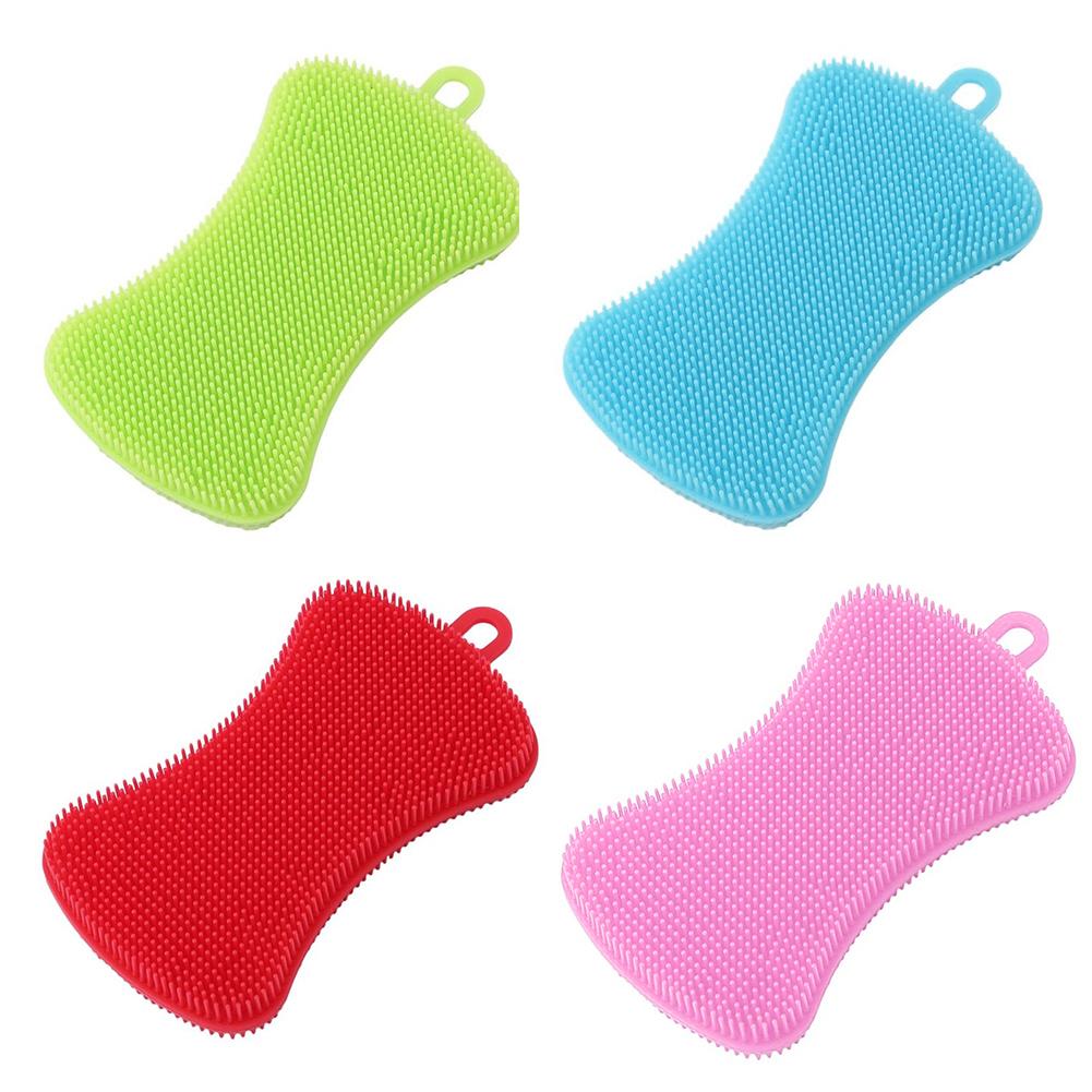 1/3/4pcs Kitchen Cleaning Brush Silicone Dishwashing Brush Pot Pan Sponge Scrubber Fruit Vegetable Dish Washing Cleaning Brushes: F