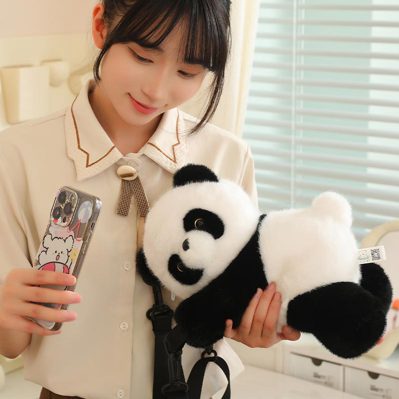 Pulsera de peluche con forma de Panda pequeño para niñas, muñeco de peluche de animales Kawaii, bolsa de decoración
