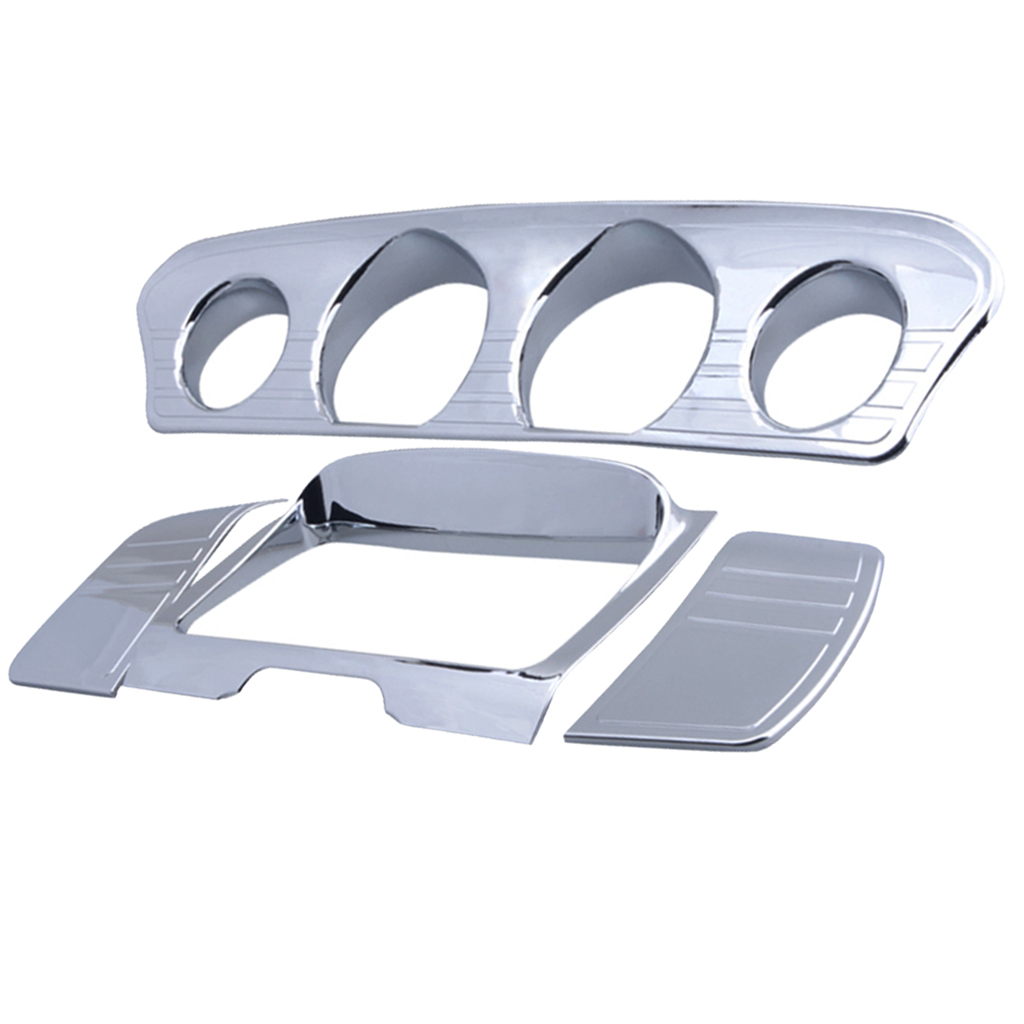 Chrome Tri Line Gauge Stereo Accent Trim Cover for Harley Touring FLHT Ultra