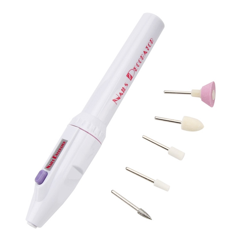 Kit de recortador de esmalte de uñas 5 en 1, herramienta de corte de uñas, amoladora de manicura, pulidora de pulido de pedicura