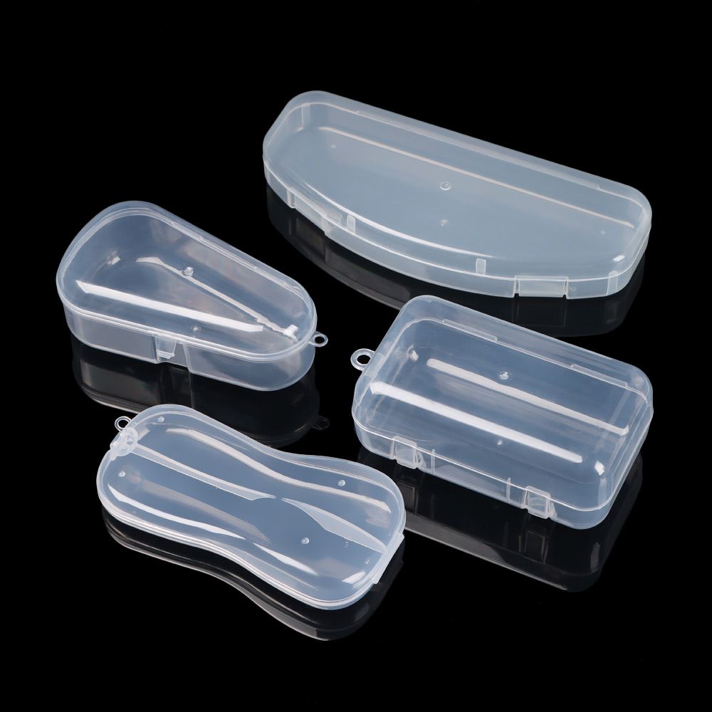 Ulike tidligere plast gjennomsiktig oppbevaringsboks småting mangfoldig organizer etui smykker øredobber ringetone perler beholder verktøy