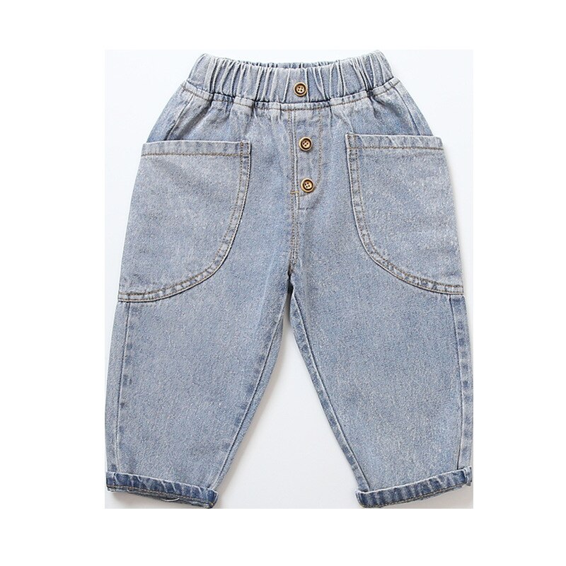 Nuevos pantalones vaqueros de para bebés, pantalones de mezclilla de Color liso con cintura elástica para otoño, pantalones vaqueros casuales para niños y niñas, ropa de primavera