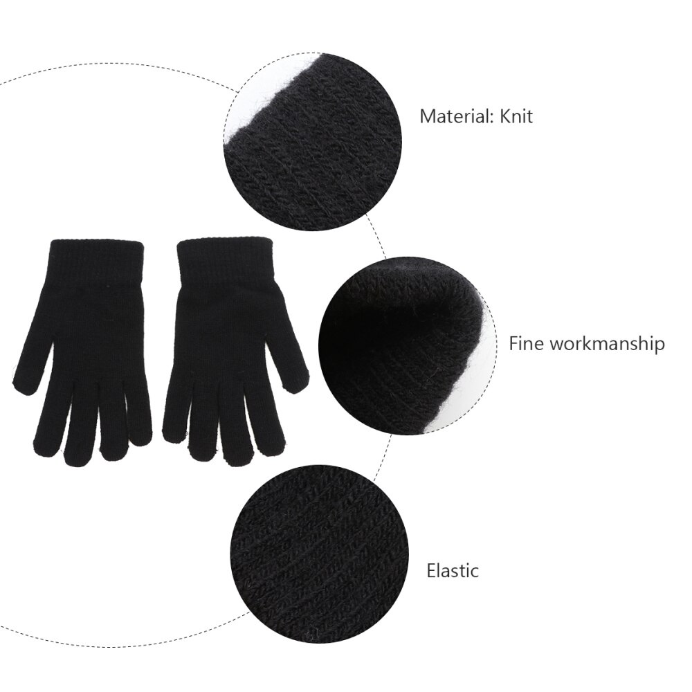 1 par de guantes de punto cálidos de invierno, guantes de dedo completo flexibles, guantes gruesos