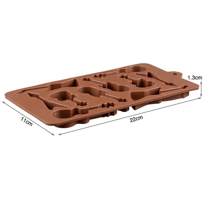 10-Holte Base Gitaar Siliconen Cake Brood Chocolade Fondant Jelly Candy Bakvorm Craft Mold (Koffie)