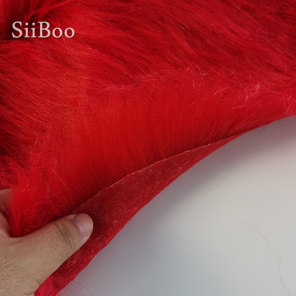 Høj kvalitet 9cm langt hår rødt imiteret pelsstof til vinterfrakke, vest, cosplay sceneindretning 150*50cm 1 stk  sp2574