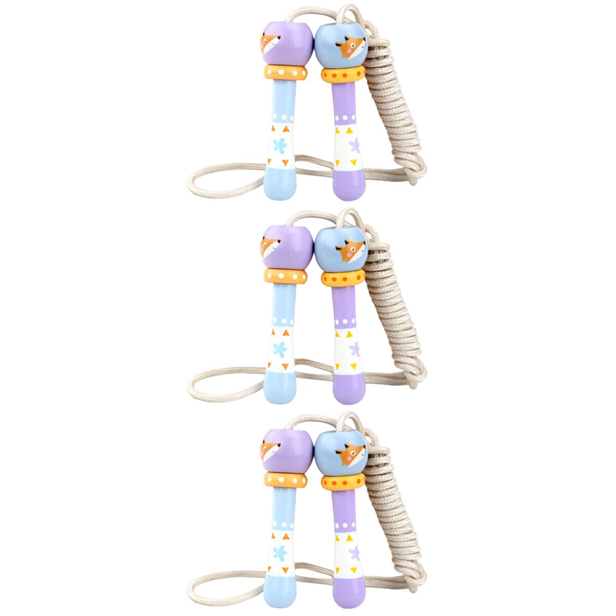 Corde à sauter dessin animé, 3 pièces, équipement d&#39;exercice pour écoliers à domicile, pour enfants (motif renard)