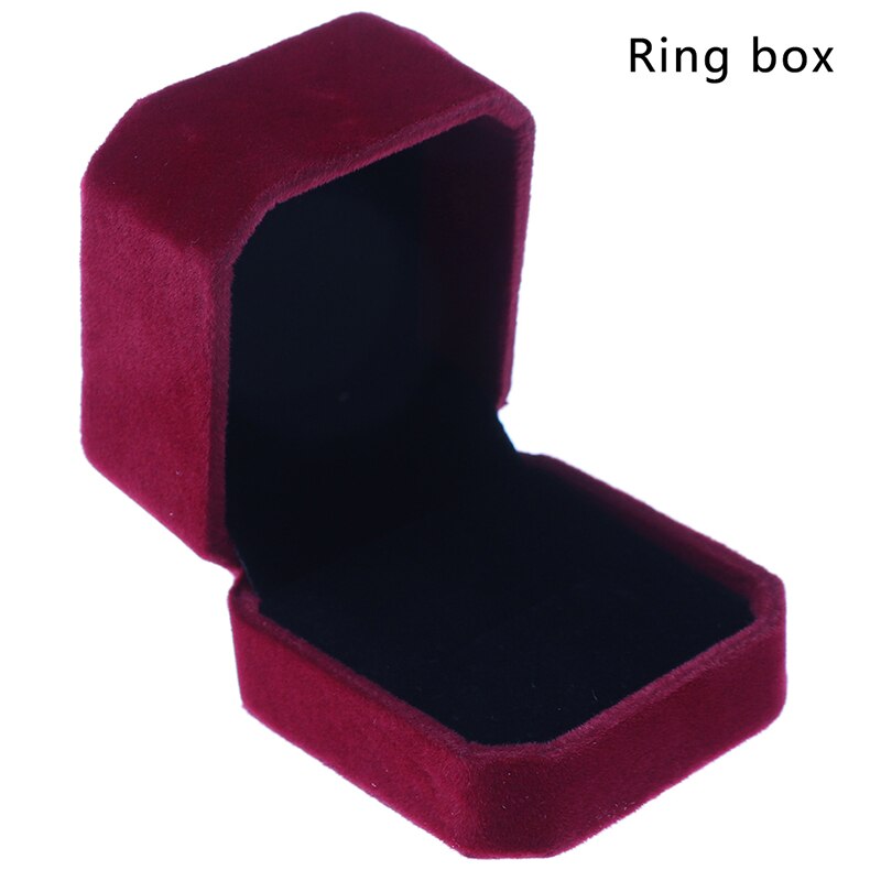 1pc fløjls præsentationssmykker ring halskæde vedhæng udstillingsboks emballage og opbevaring: Rød ringboks