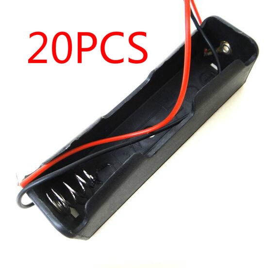 20 Pcs Kleine Doos Plastic Shell Batterij 1X18650 3.7V Case Houder Case Opslag Clip Zwart Met Draad