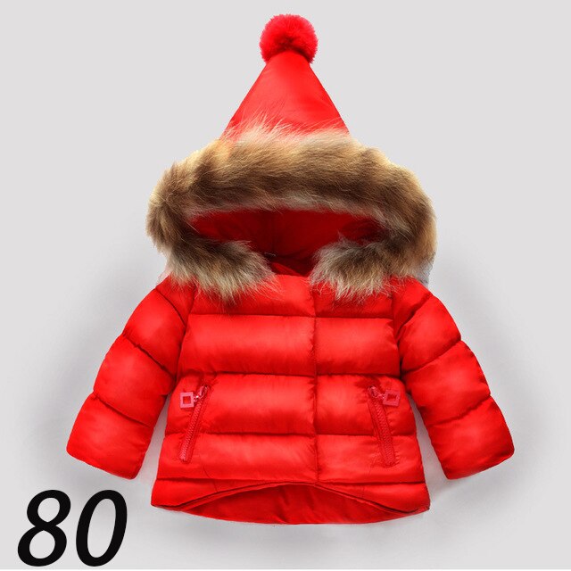 Medoboo Winter Baby Girls Clothes for Boys Thick Warm Faux Fur Baby Hooded Jacket Coat Tops Outerwear Snowsuit Suit Overalls: ME0191-red80