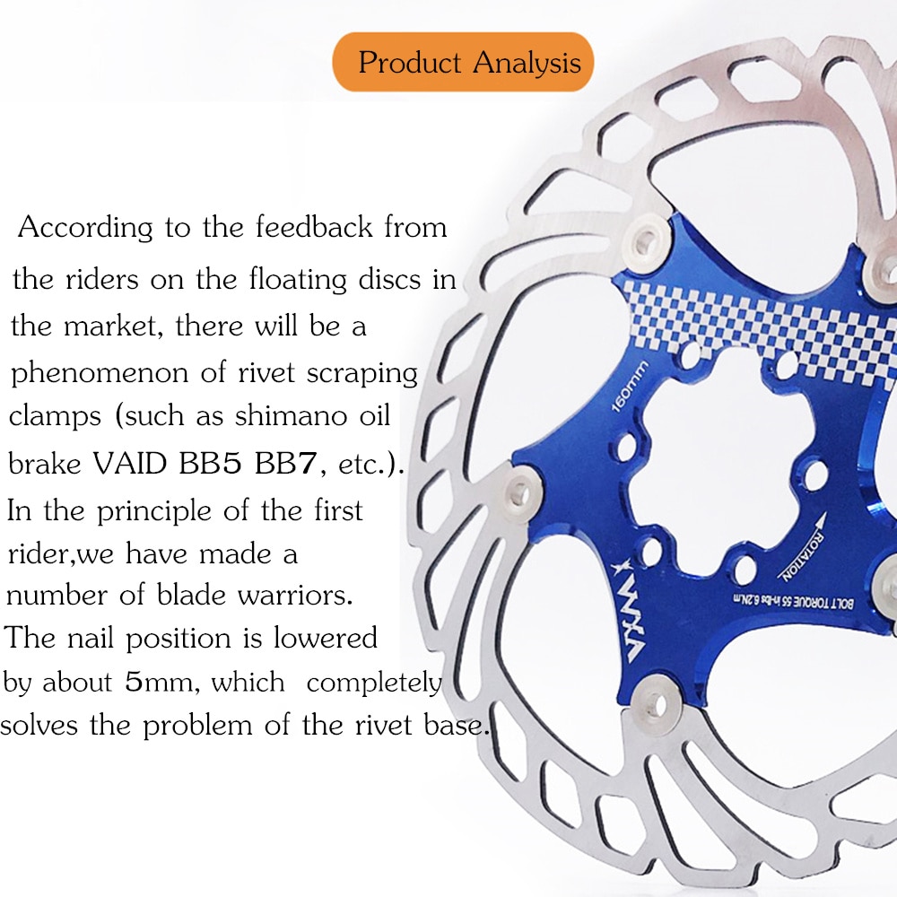 VXM Bicycle Floating brake disc float/ultralight MTB bike brake pads six hole disc rotors 140/160/180/203mm Bicycle parts
