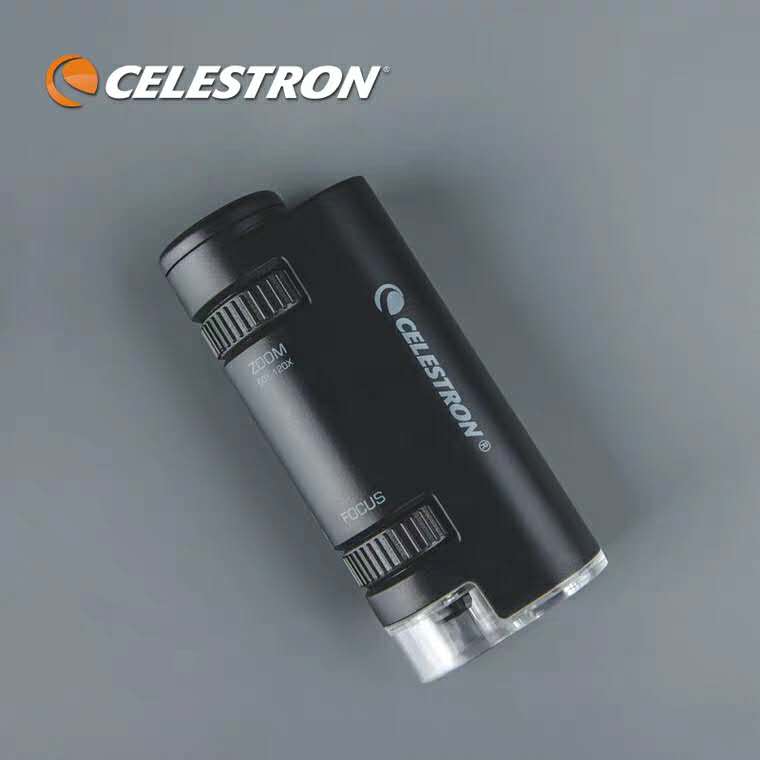 Celestron bærbart højeffektmikroskop 60x-120x trinløs zoom bærbar multi-niveau lyskilde fokus på miniaturen