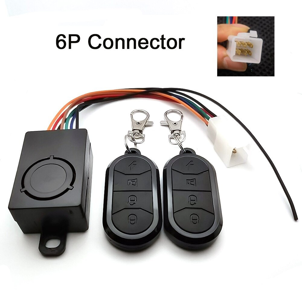 E-bike Alarm System 48V 60V 72V with Two Switches for Electric Bicycle/Scooter/Motorcycle/Tricycle/Ebike/Brushless Controller: 6P Connector