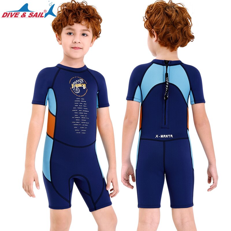 Dive sail Brand 1pc Neoprene Suit 2.5mm Back Zip Keep Warm for Swim Surf Dive Scuba Dive Snorkeling Boys Girls Kids Wetsuit: M150601K-B / S