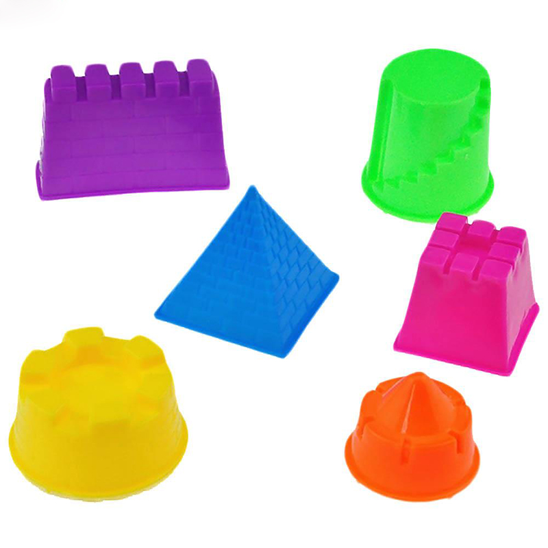6 unids/set Mini Castillo de arena portátil arcilla molde juguetes niños pirámide Castillo de arena niños modelo clásico Kits de construcción al aire libre juego