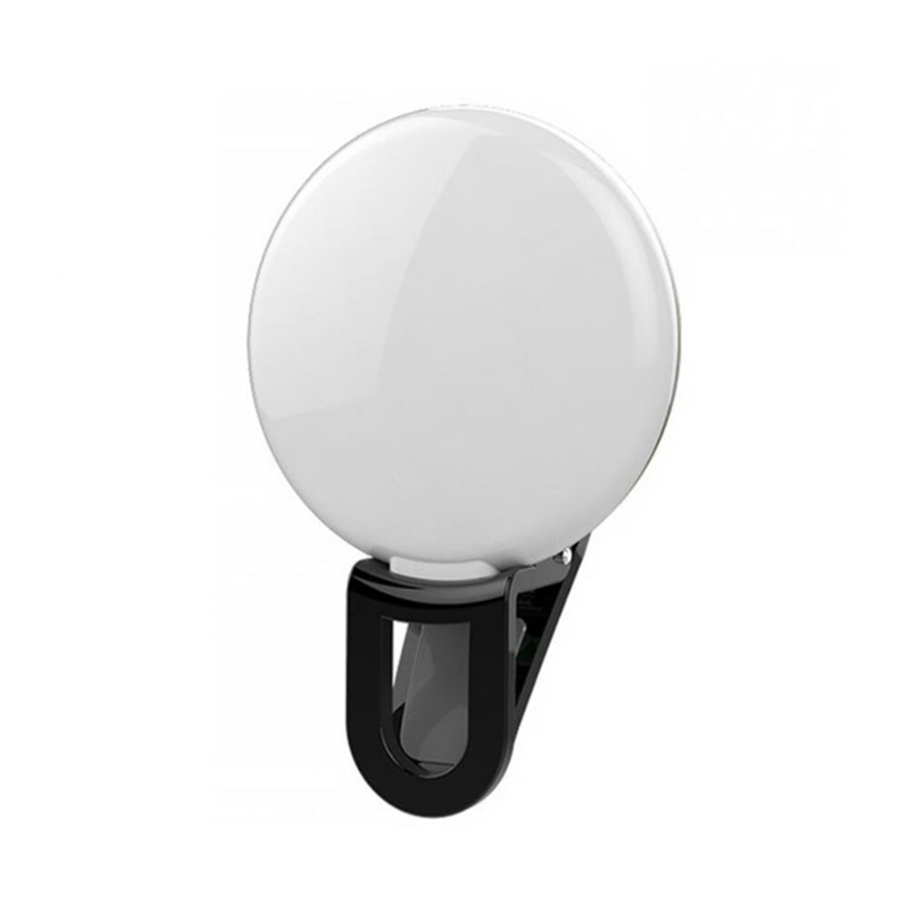 Telefoon Selfie Flash Led Clip-On Mobiele Telefoon Draagbare Selfie Light Night Verbeteren Vullen Licht Vrouwelijke Anker Schoonheid Zelf-Timer Lamp: Black