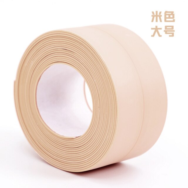 3,3 m * 38/22mm Badezimmer Dusche Waschbecken Badewanne Abdichtung Streifen Band Weiß PVC Selbst-klebstoff Wasserdicht wand Aufkleber Bad Küche: Beige big