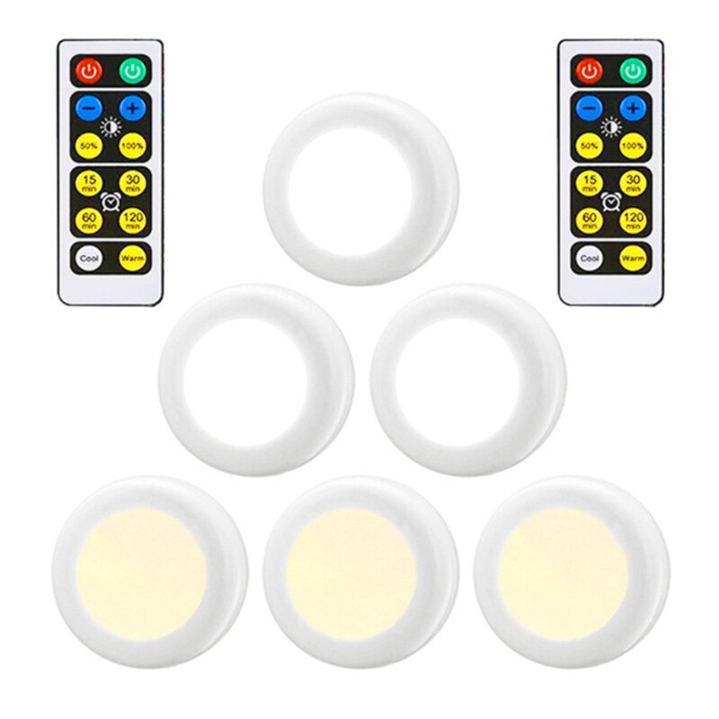 Wireless RGB RGBW LED Puck Light with Remote Control For Kitchen Wall Wardrobe: 6L2C