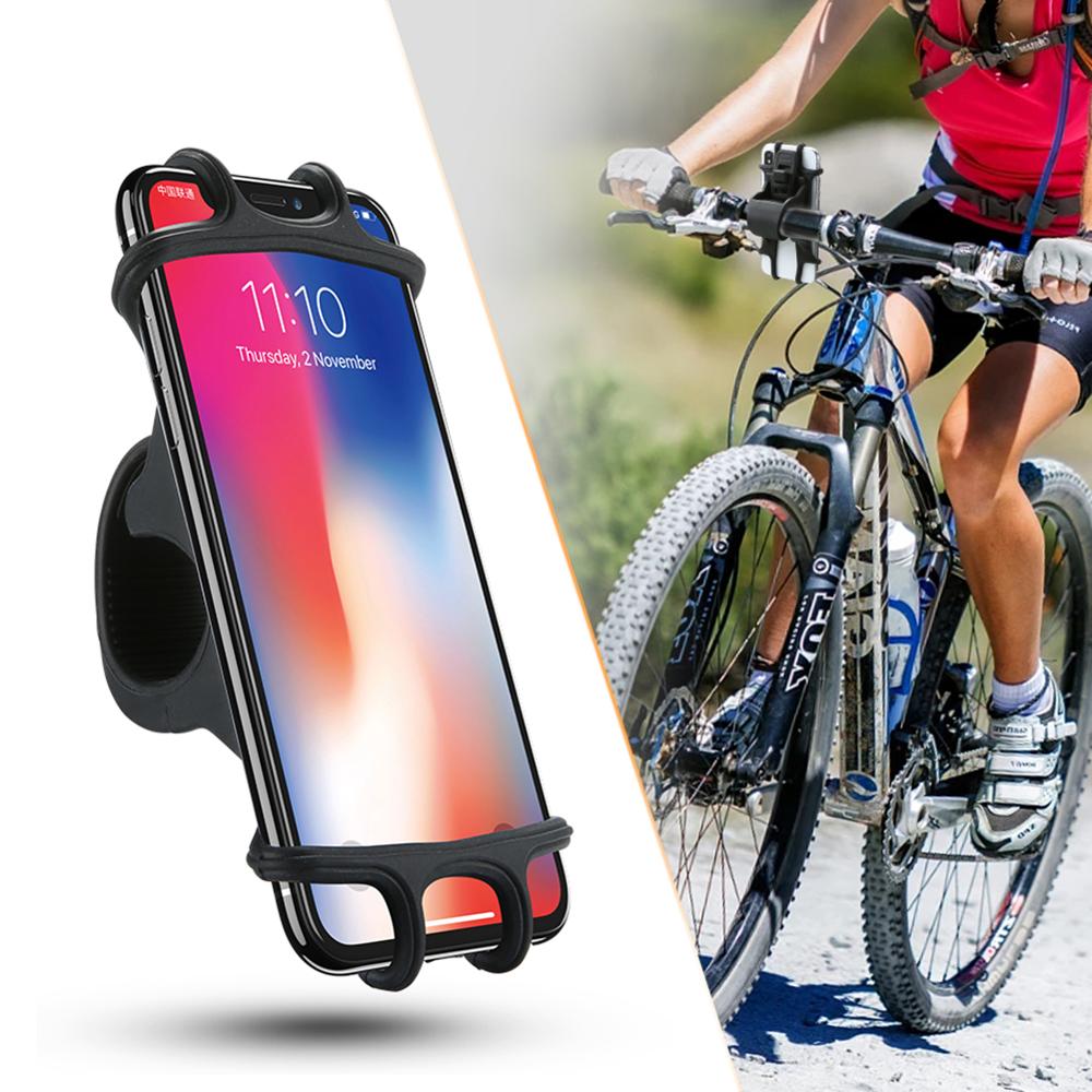 Dikker Fiets Telefoon Houder Siliconeadjustable Pull Knop Anti-Shock Telefoon Houder Mount Houder Telefoon Band Fiets Gps Clip Universele